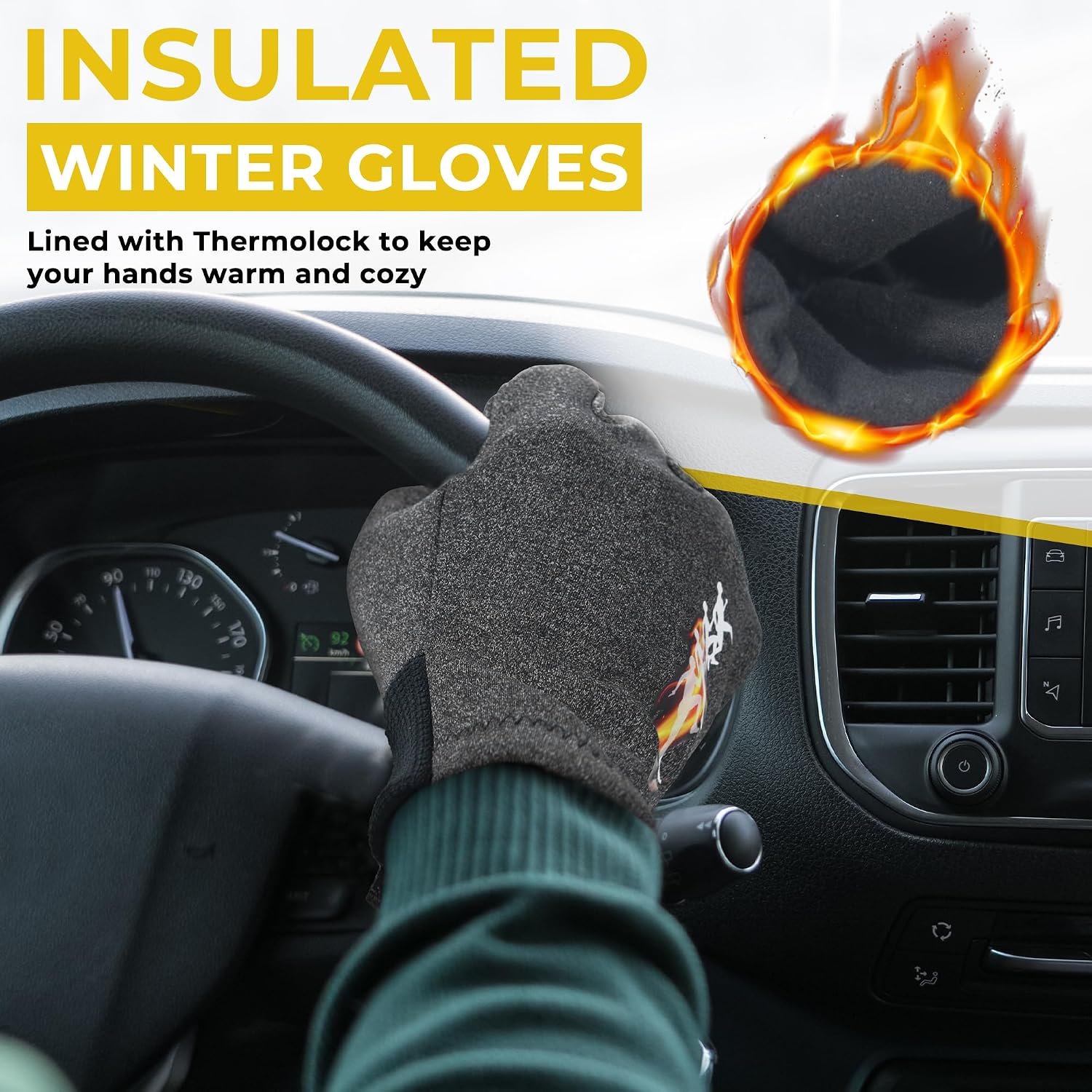 HANDLANDY Lightweight Running Gloves for Women & Men, Touchscreen Gloves with Fleece Lining & Anti-Slip Grip for Cycling, Biking, Commuting & as a Ski Glove Liner