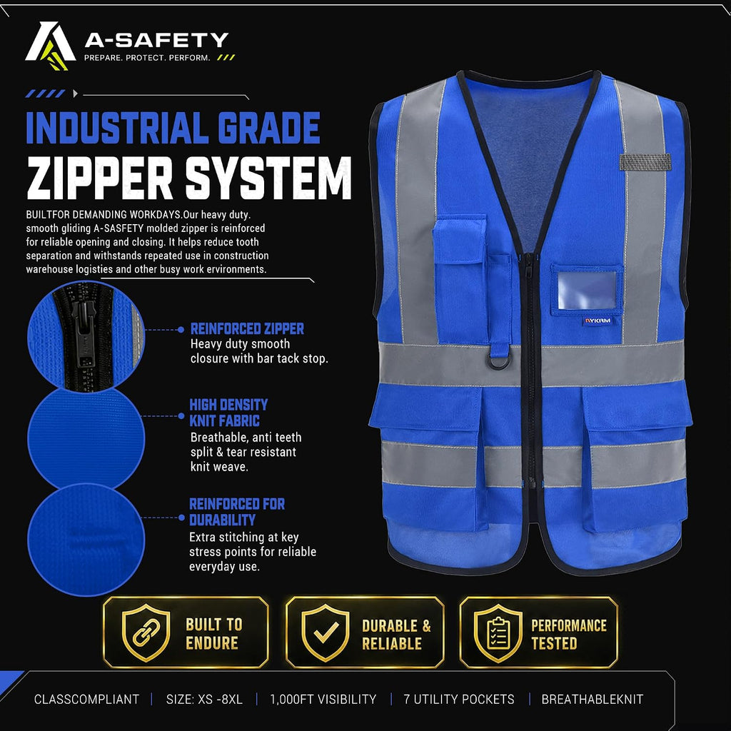 A-SAFETY High Visibility Reflective Safety Vest Customize Logo (XS-8XL)