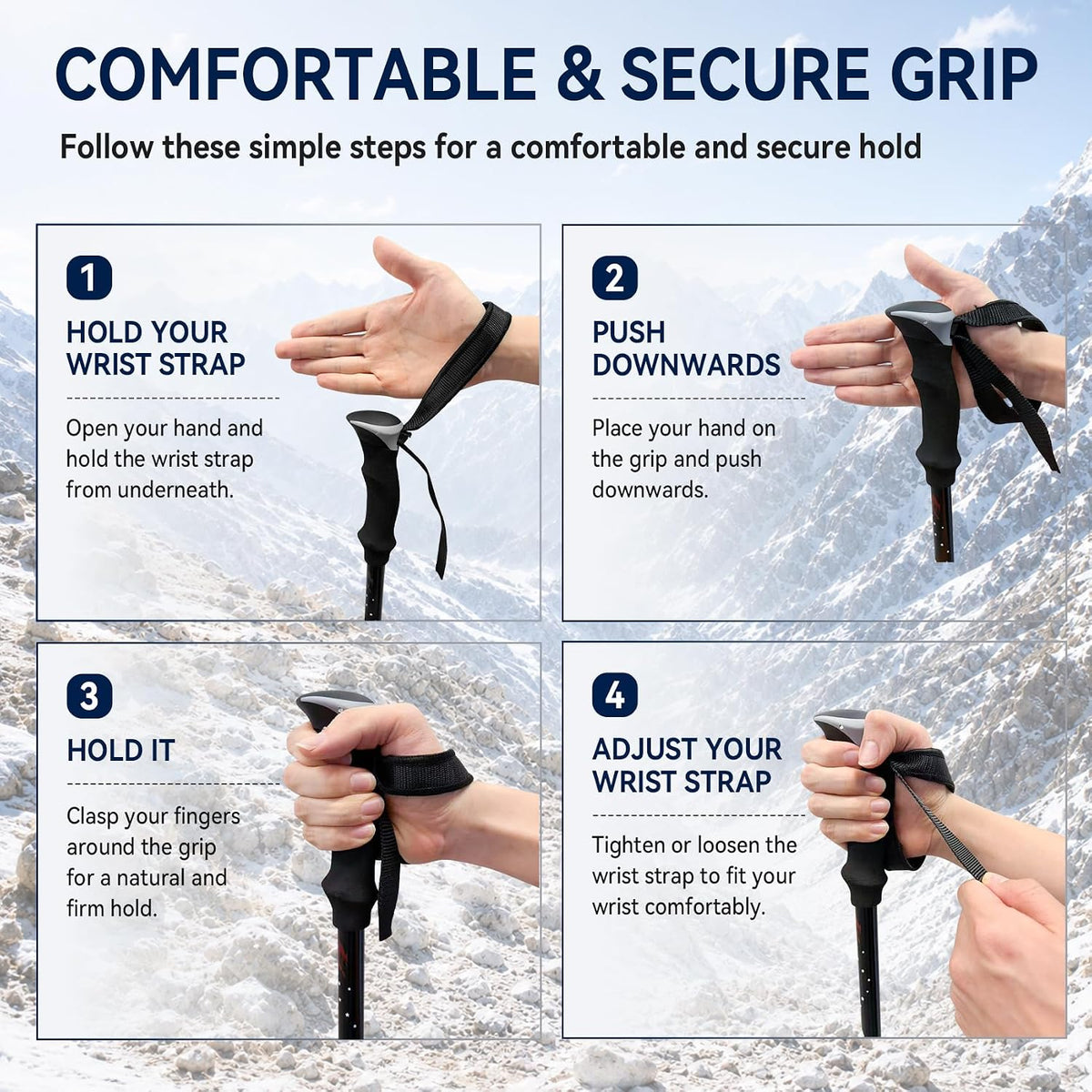 Collapsible Hiking Poles, Lightweight Walking Stick for Trekking