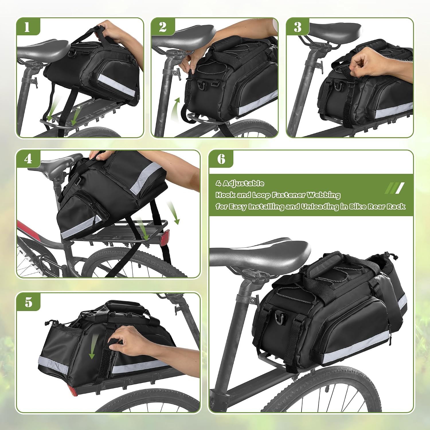 GRAOSO Bike Rear Rack Bag with Cooler Bag, Pannier Bags for Bicycles, 12L