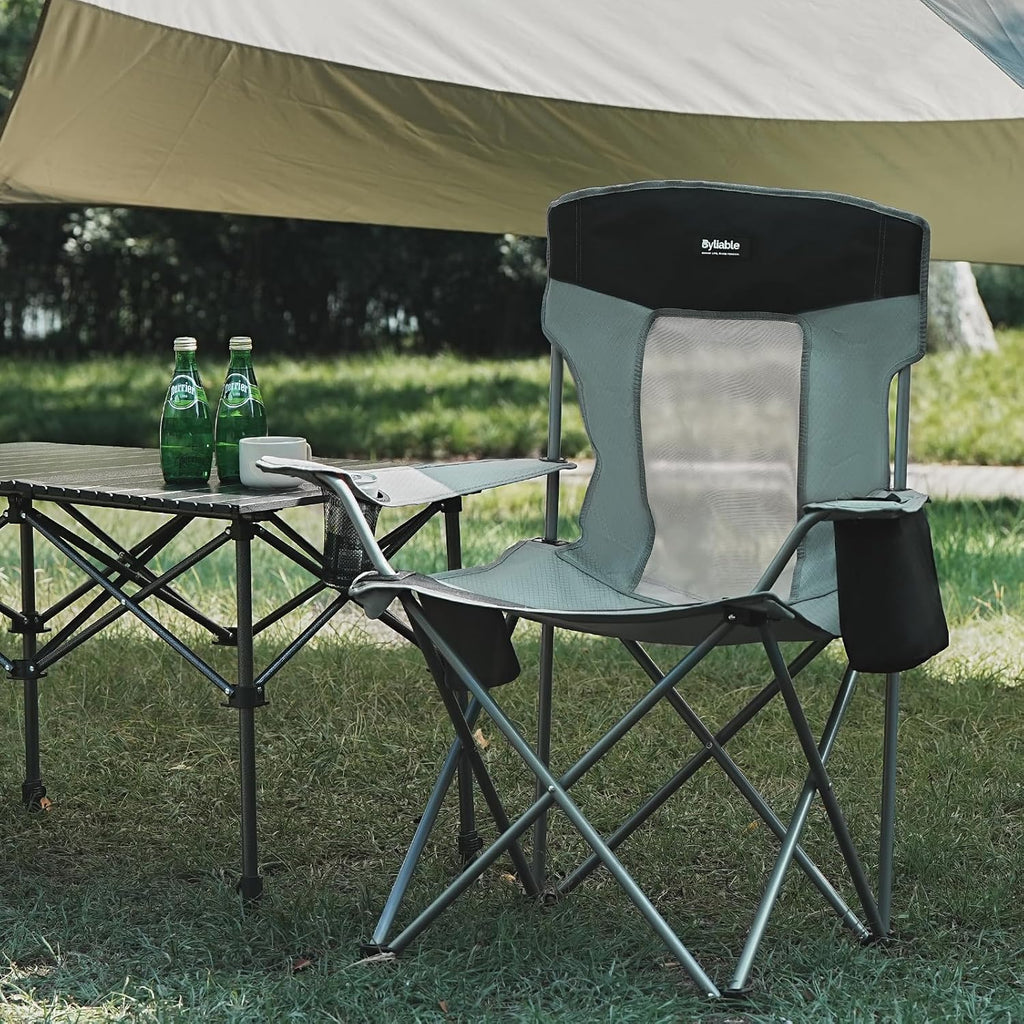 Byliable Folding Camping Chairs, Portable Lightweight Lawn Camp Chair, Gray