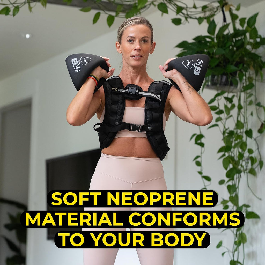 TRX HexGrip Weight Vest - 10 lb Adjustable Weight Vest for Strength Training & Running, Breathable Workout Vest for Fitness, Muscle Building, Weightlifting & Weight Loss, Durable Training Equipment