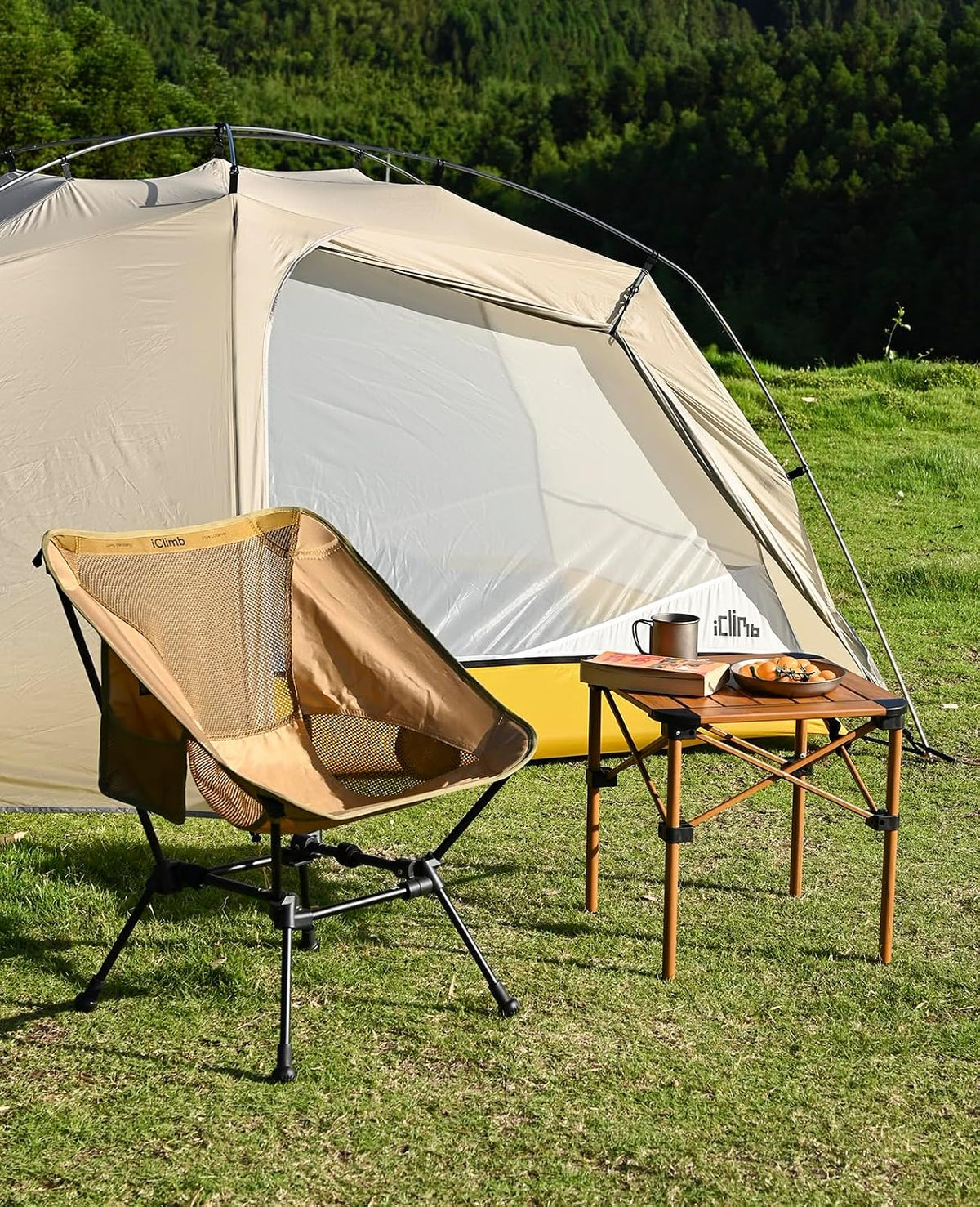 iClimb Ultralight Compact Folding Anti-Sinking Chair, Brown