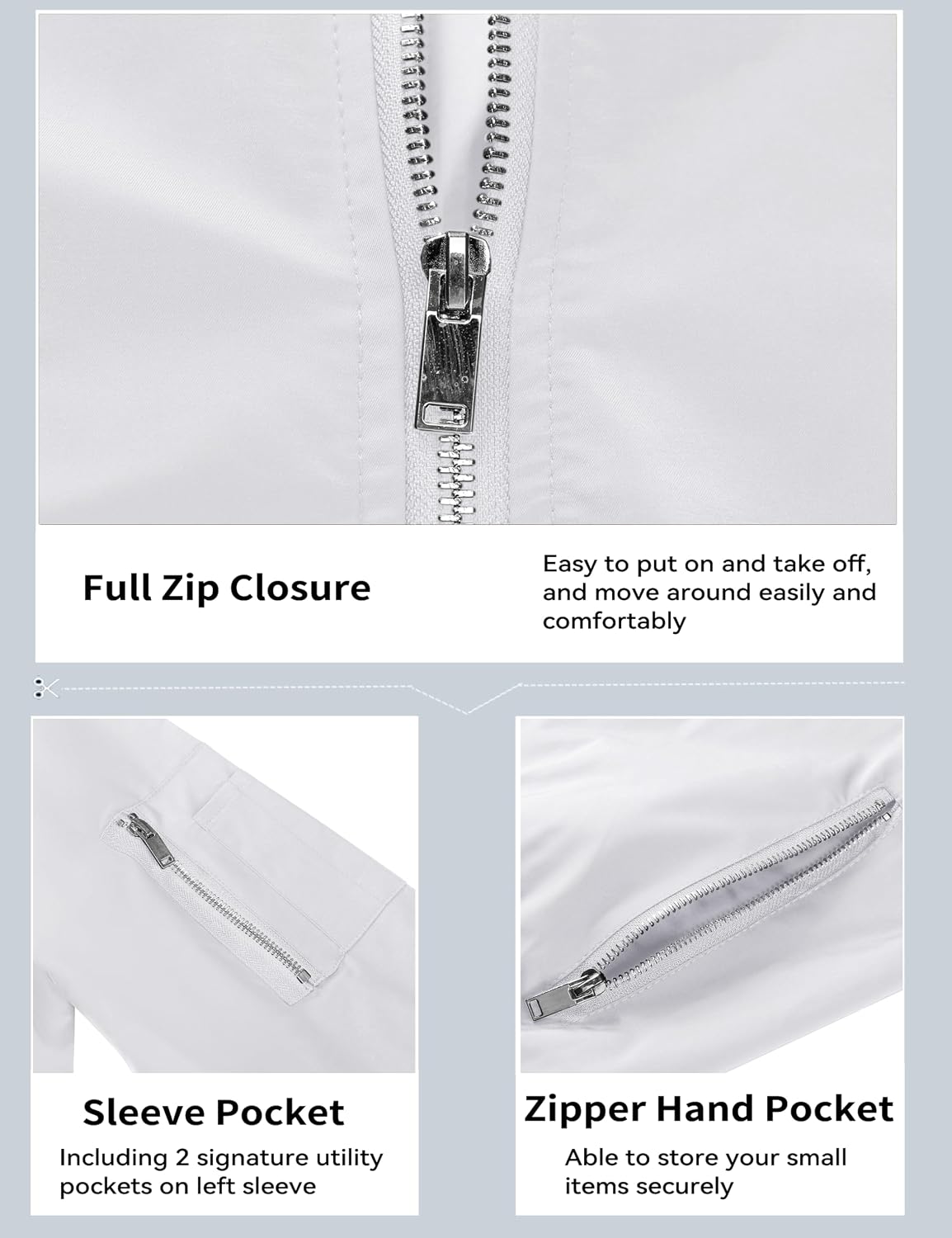 MAGCOMSEN Bomber Jacket Men White Jacket Lightweight Windbreaker Jackets Casual Bomber Jacket Light Spring,S