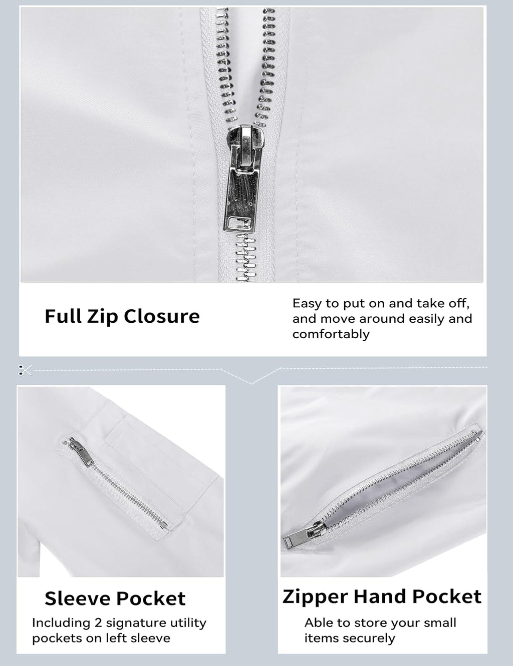 MAGCOMSEN Bomber Jacket Men White Jacket Lightweight Windbreaker Jackets Casual Bomber Jacket Light Spring,XL