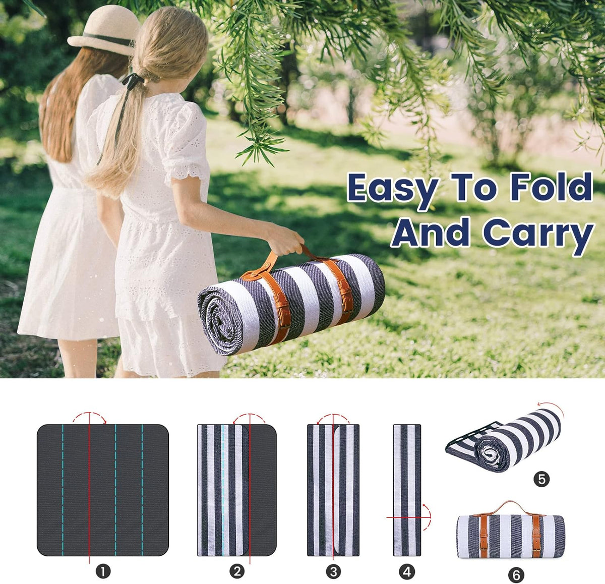 80" x 80" Picnic Blanket Extra Large, Waterproof and Foldable Beach Blanket