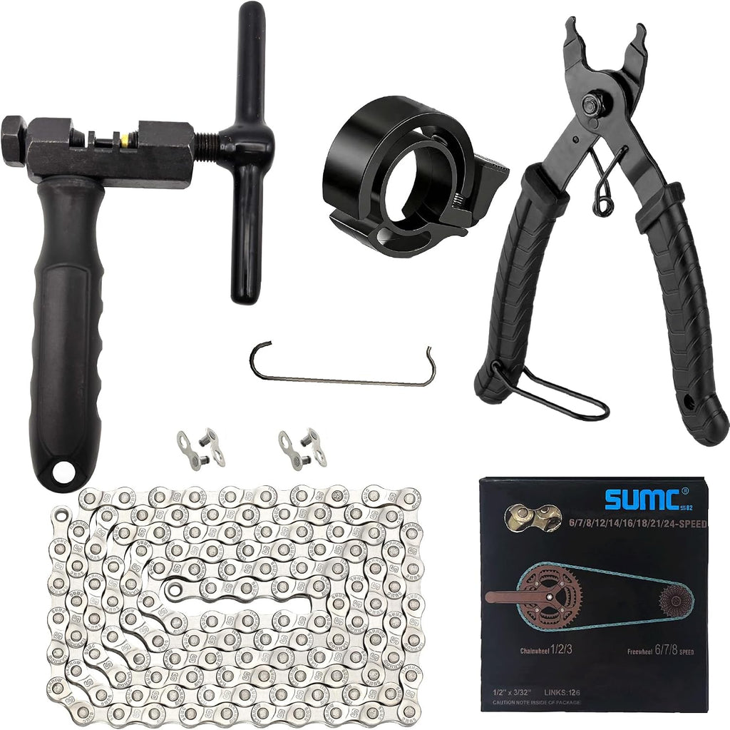 Bike Chain Kit,6/7/8‑Speed Bike Chain &Bicycle Bell & Bike Chain Tool Kit