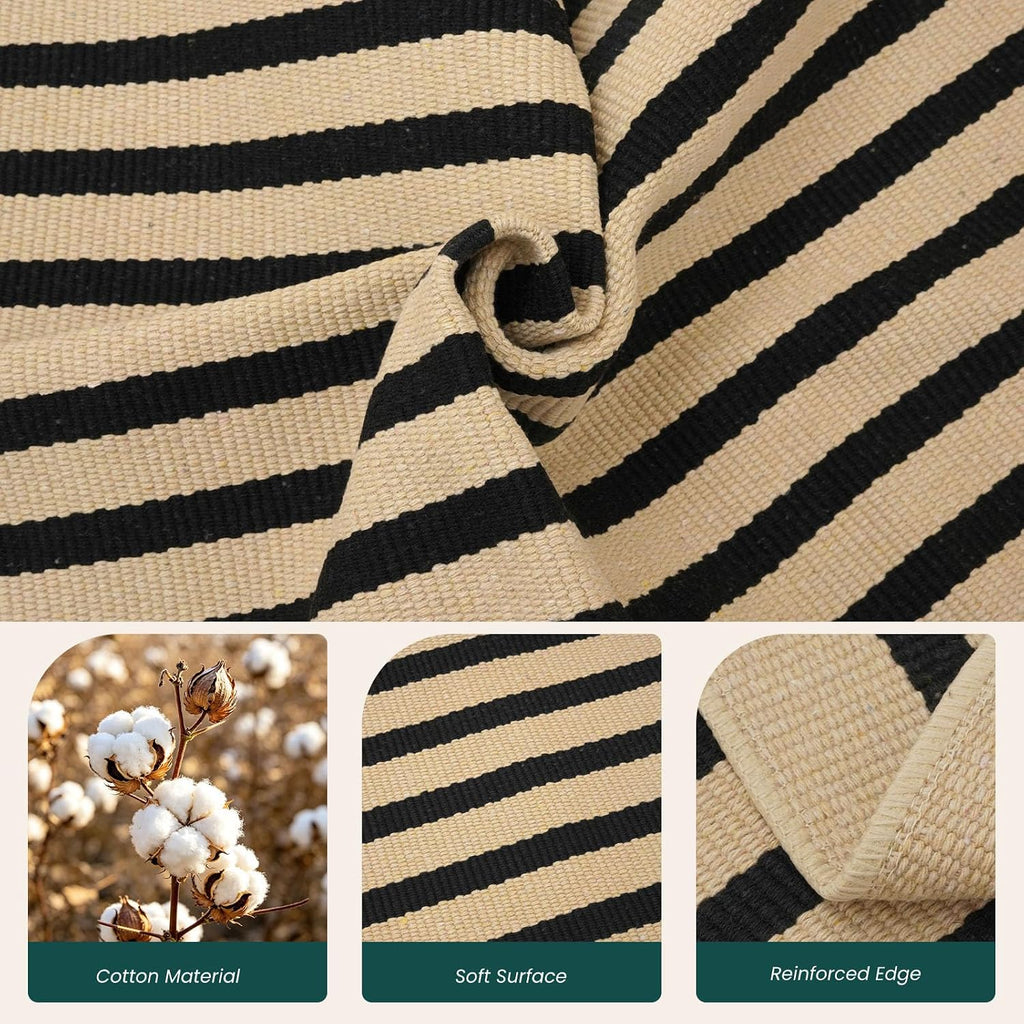 KOZYFLY Brown and Black Area Rug 3x5 Ft Washable