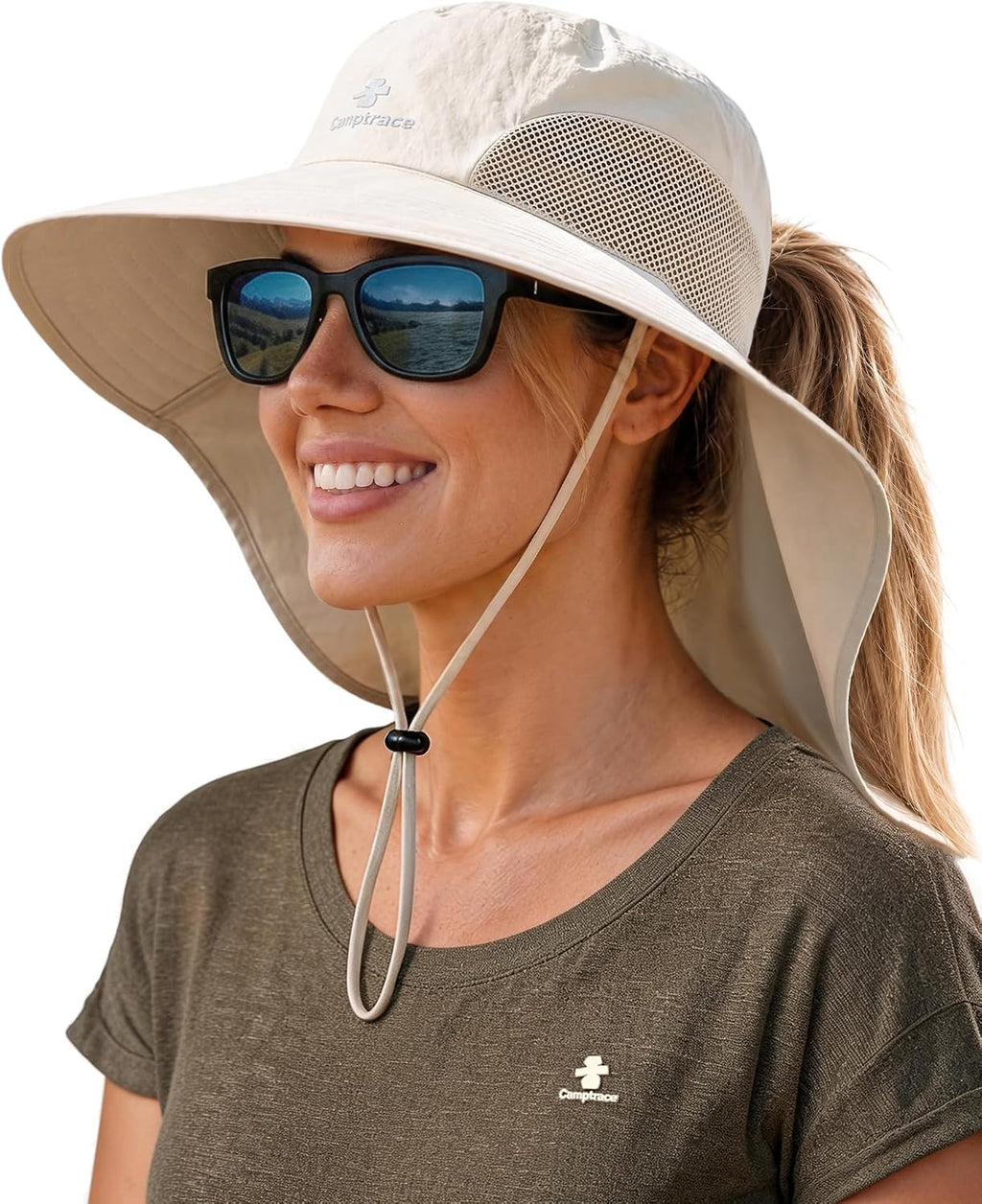 Camptrace Sun Hats for Women Men with Neck Flap UV Protection Wide Shade