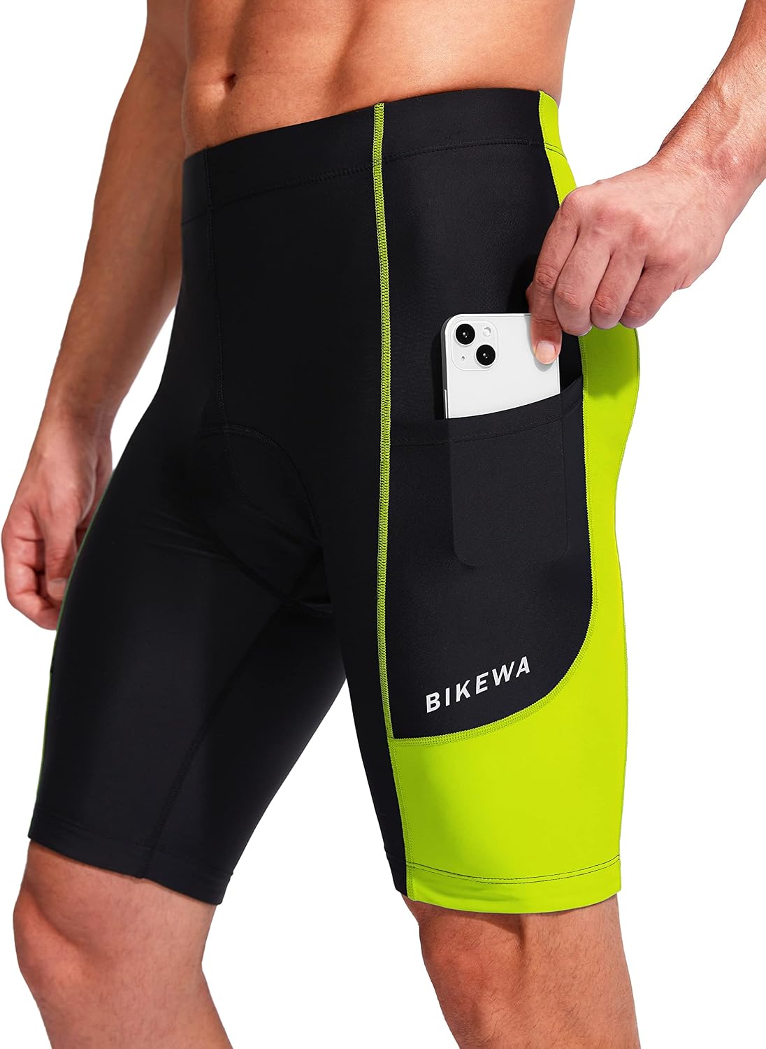 Bikewa Men's Bike Shorts 3D Padded Cycling Road Biking Mountain Riding Biker Bicycle UPF 50+ Cycle Shorts Zipper Pockets