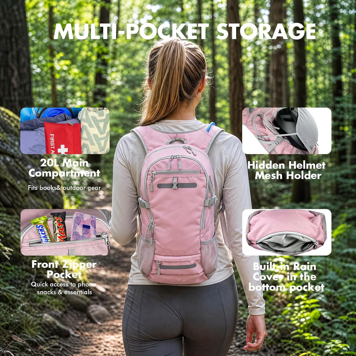 20L Hydration Backpack with 3L Water Bladder Water Backpack for Hiking Hydration Pack Insulated Daypack for Commuting