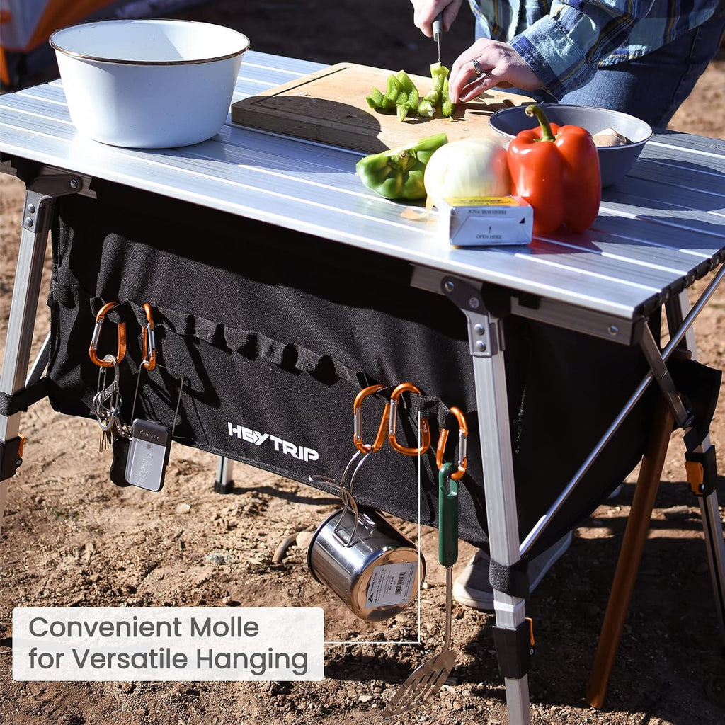 HEYTRIP Adjustable Height Folding Camping Table with Storage