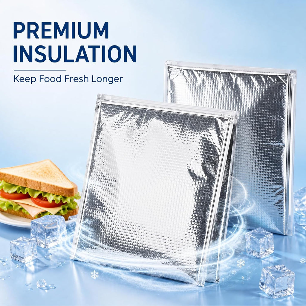 Insulated Food Storage Bag with Zipper Design, Hot Cold Cool Storage Bags for Food, Reusable Thermal Lunch Household Food Pouches Organizer Hot Sandwich Bags, 5PCS