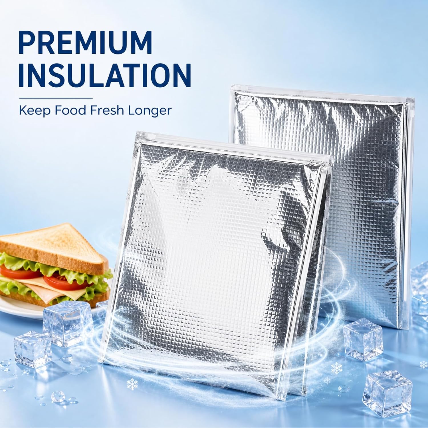 Insulated Food Storage Bag with Zipper Design, Hot Cold Cool Storage Bags for Food, Reusable Thermal Lunch Household Food Pouches Organizer Hot Sandwich Bags, 5PCS