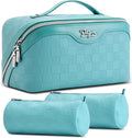 BOYATU Travel Makeup Bag Organizer: 180°Open-Flat 3 Pcs Make up Bags Set