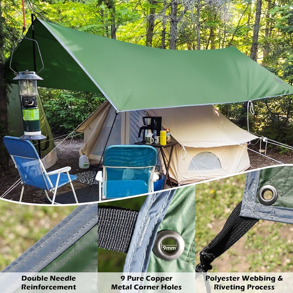 AYAMAYA Waterproof Camping Tarp with Poles Heavy Duty, 10x 15FT Extra Large