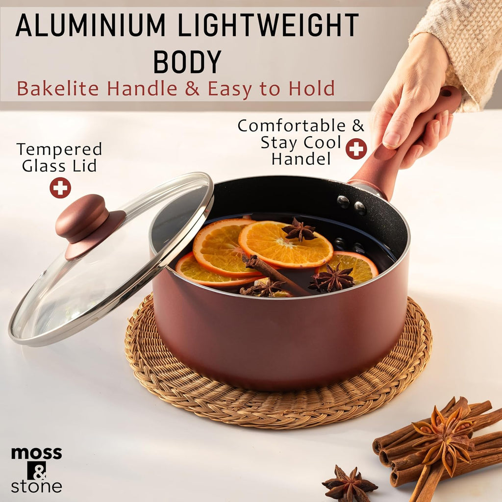 Moss & Stone Pots and Pans Set Nonstick, 6-Piece Induction Cookware Set