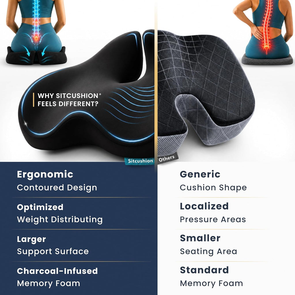 Pressure Relief Seat Cushion for Tailbone Pain, Sciatica & Coccyx Pillow