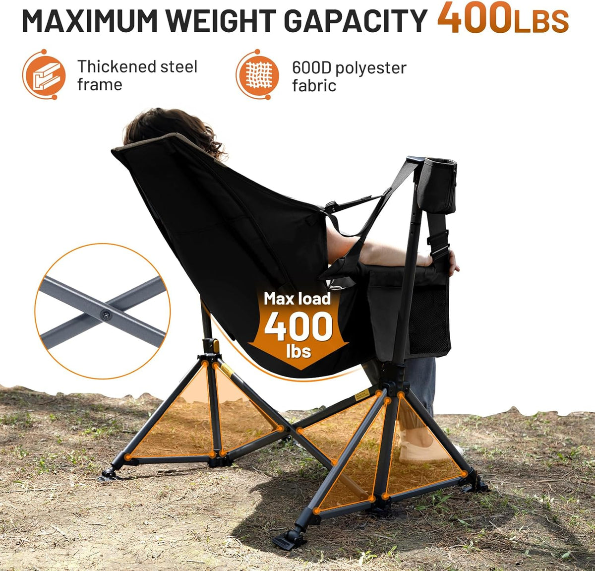TIMBER RIDGE Hammock Camping Chair, Oversized Swinging Chair, 400lbs Load
