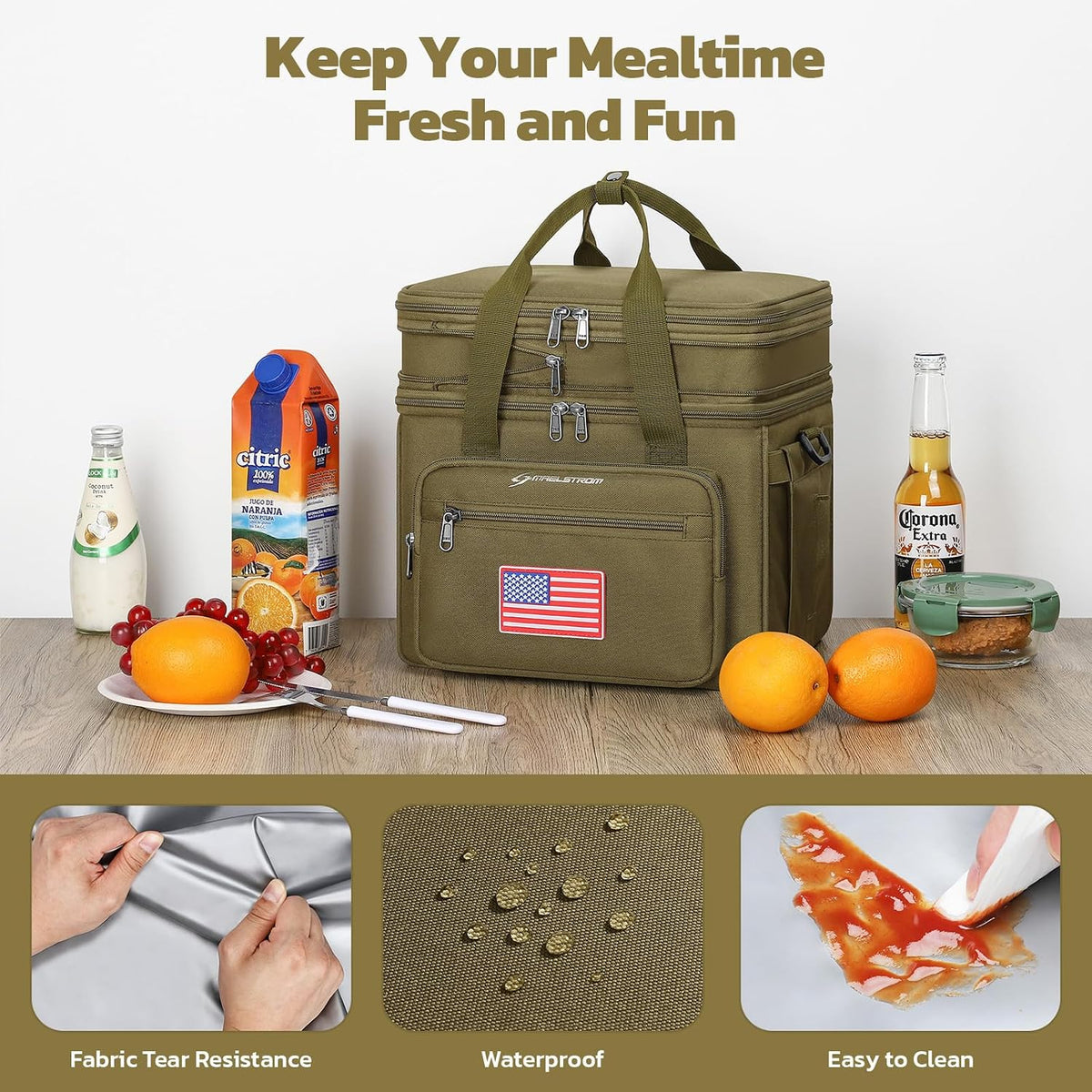 Maelstrom 23L Insulated Lunch Box, Expandable Double Deck Cooler Bag