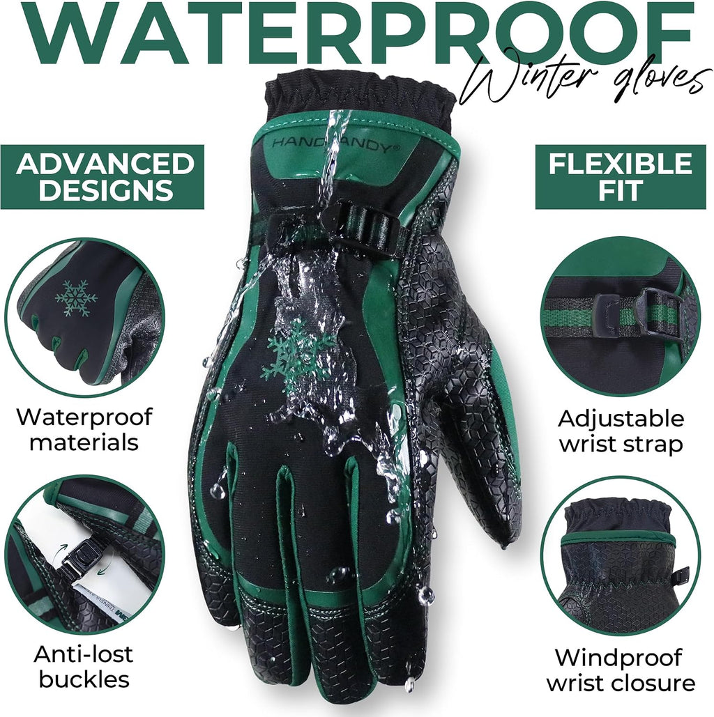 HANDLANDY Winter Work Gloves for Men Women, 3M Thinsulate Insulated Thermal Waterproof Skiing Hiking Cold Weather Gloves