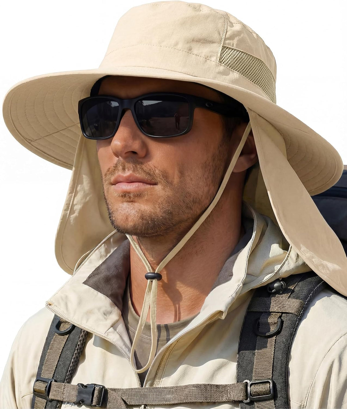 Sun Hats for Men Wide Brim Bucket Hat with Neck Flap for Fishing & Hiking Mens Sun Hat for UV Protection