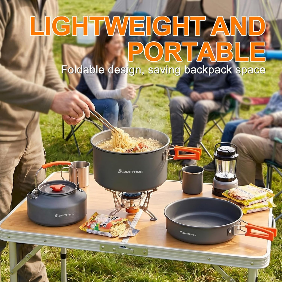 18-Piece Large Capacity Camping Cookware Set Aluminum Mess Kit