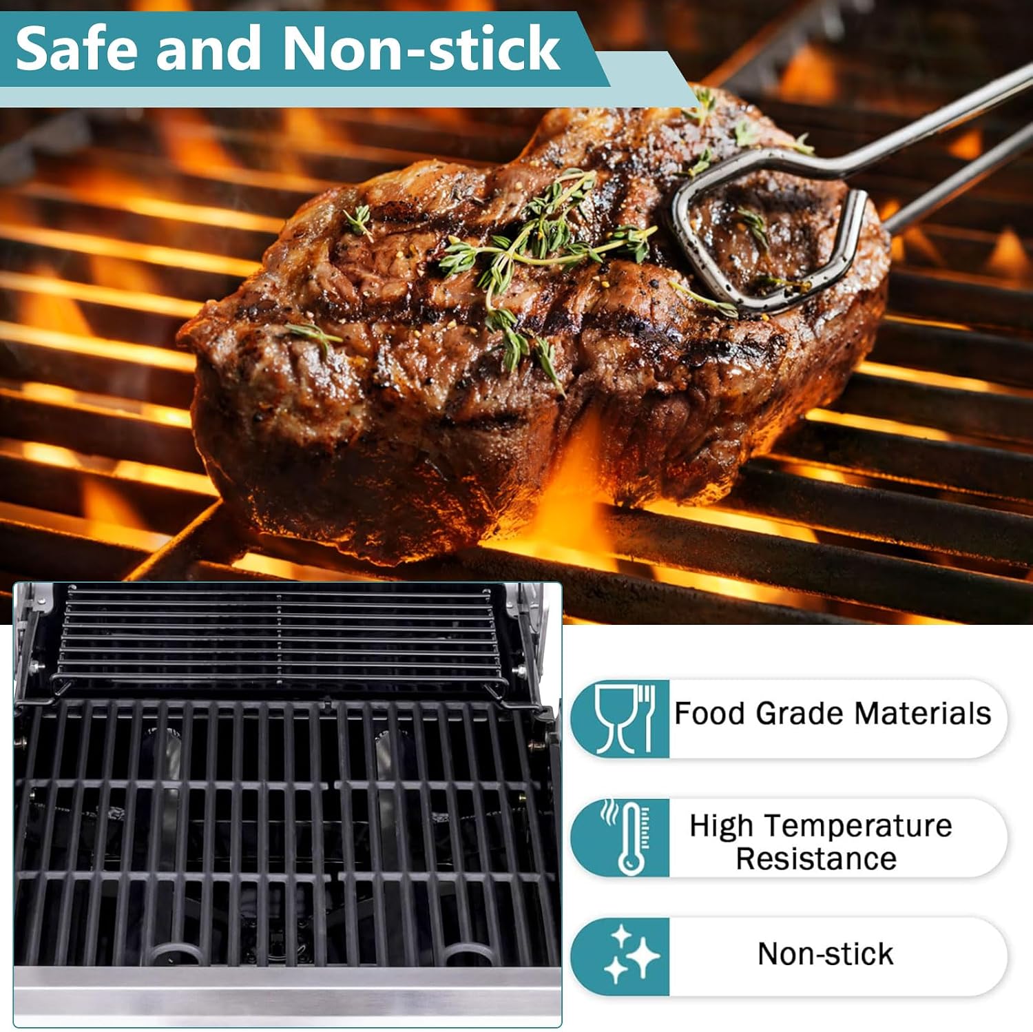 Criditpid Grill Grates Replacement Parts for Charbroil 463630021 463655021 463655421 463660421 463660021 463655621, G426-0005-W1 G426-0004-W1 Cooking Grates for Charbroil Performance 2-Burner Grill.