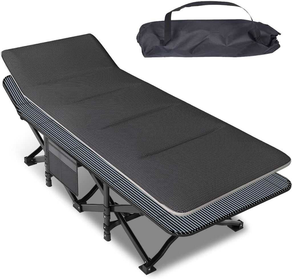 Mopaicot Camping Cot for Adults, Folding Bed with Comfortable Cushion