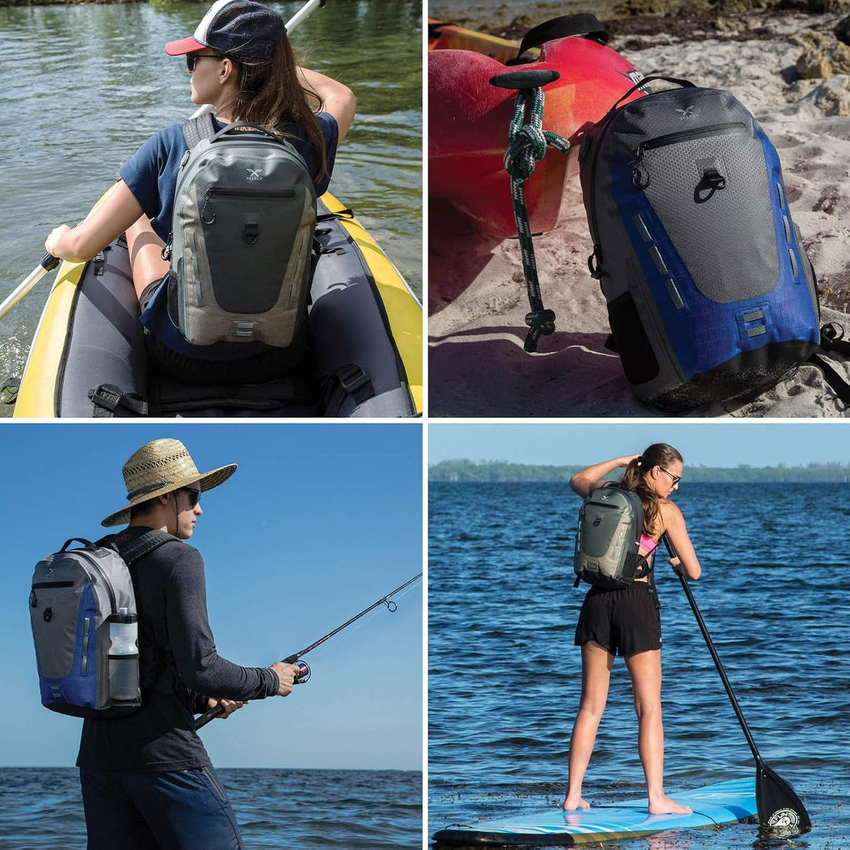 Xelfly Submersipack Waterproof Backpack - Submersible, Inflatable, Floating TPU Coated Durable Nylon Dry Bag with Airtight Zipper for Kayak, Fishing, Boating, Hiking, Paddle Board (Gray Stone, 25L)
