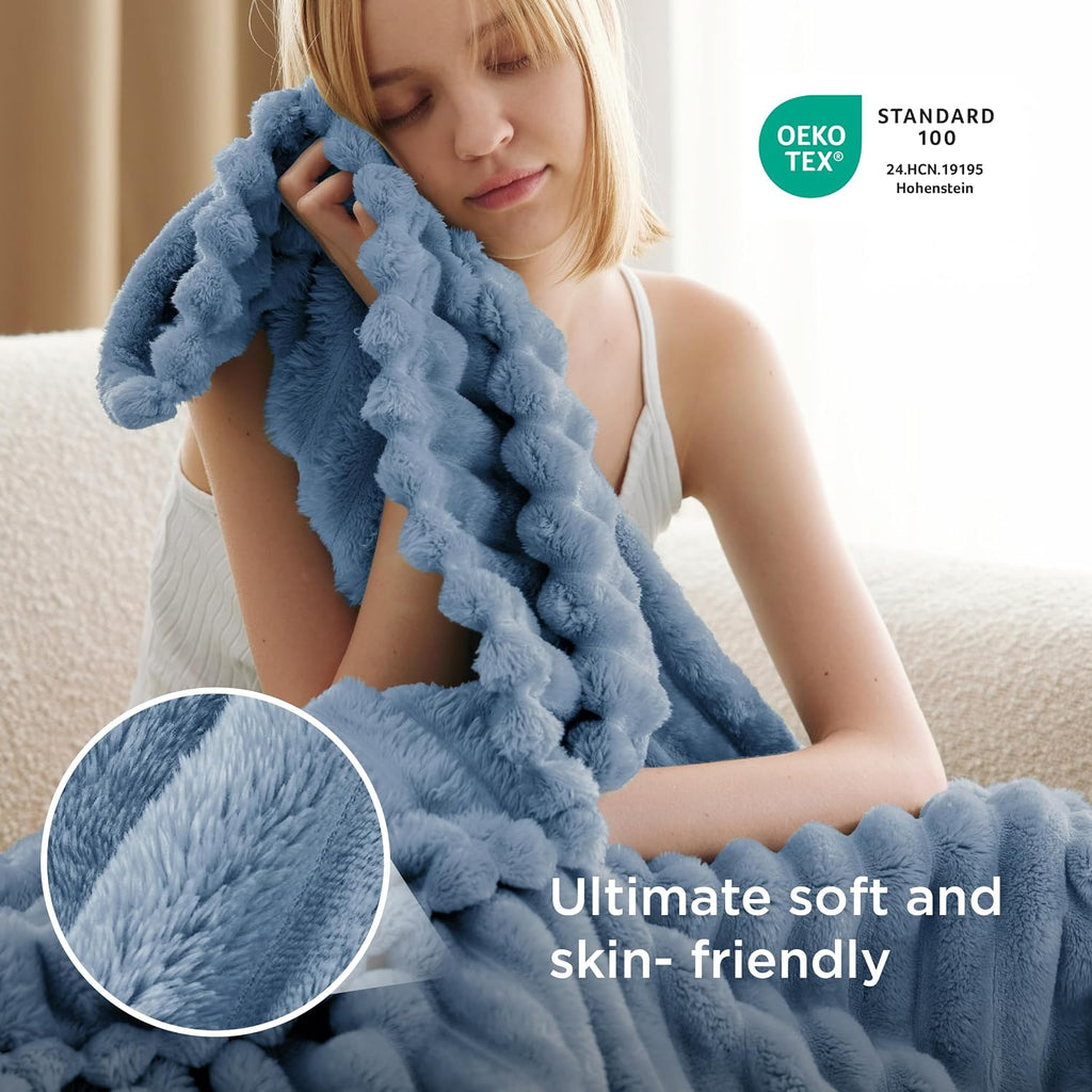Bedsure Soft Blue Throw Blanket for Couch Decor Gifts 50"x60"