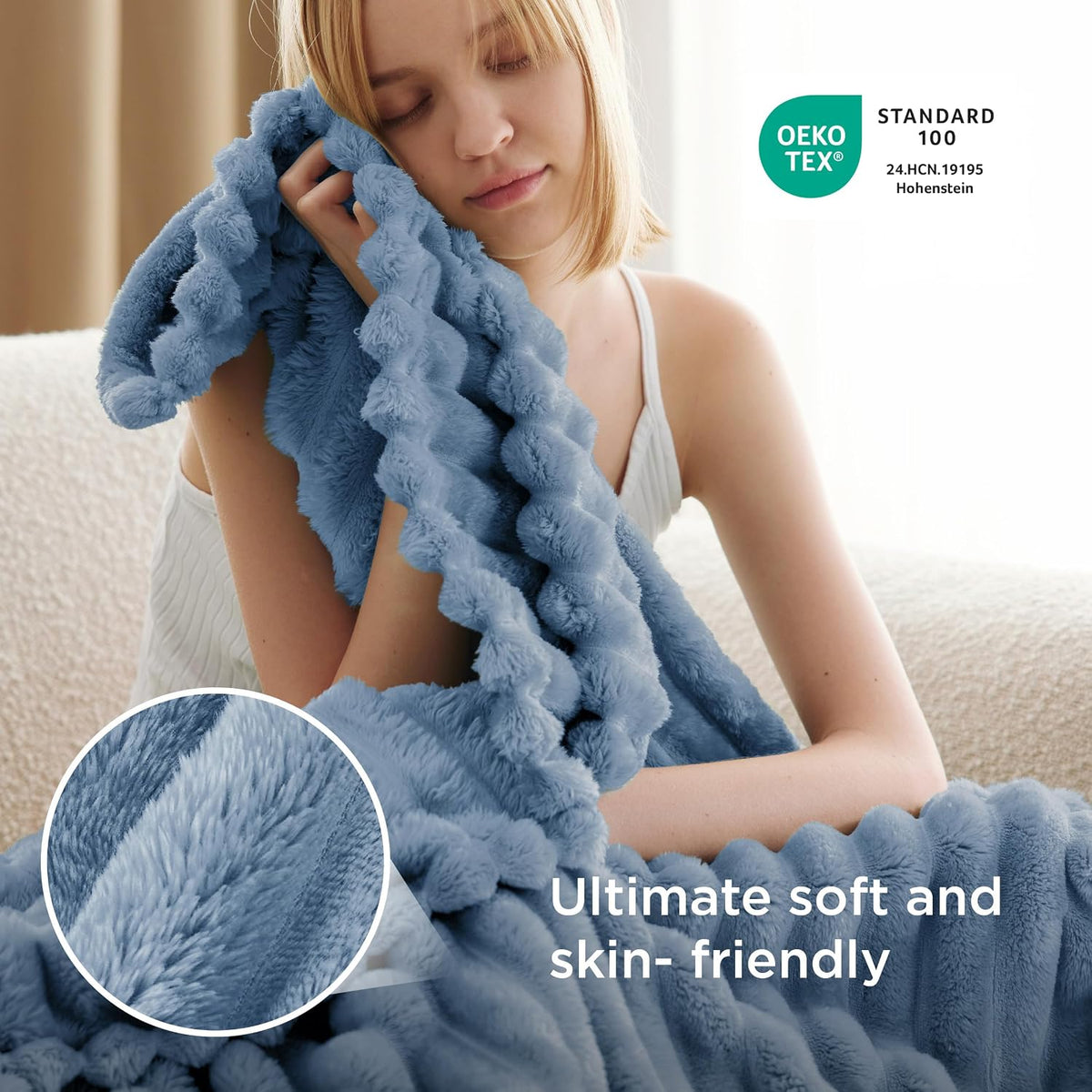Bedsure Soft Blue Throw Blanket for Couch Decor Gifts 50"x60"