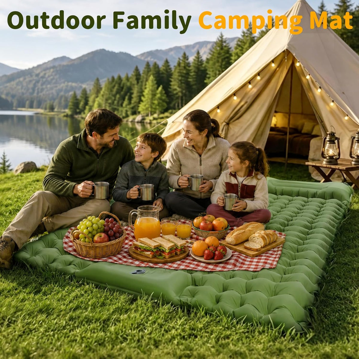BELEEV Sleeping Pad for Camping with Pillow and Built-in Foot Pump, Double