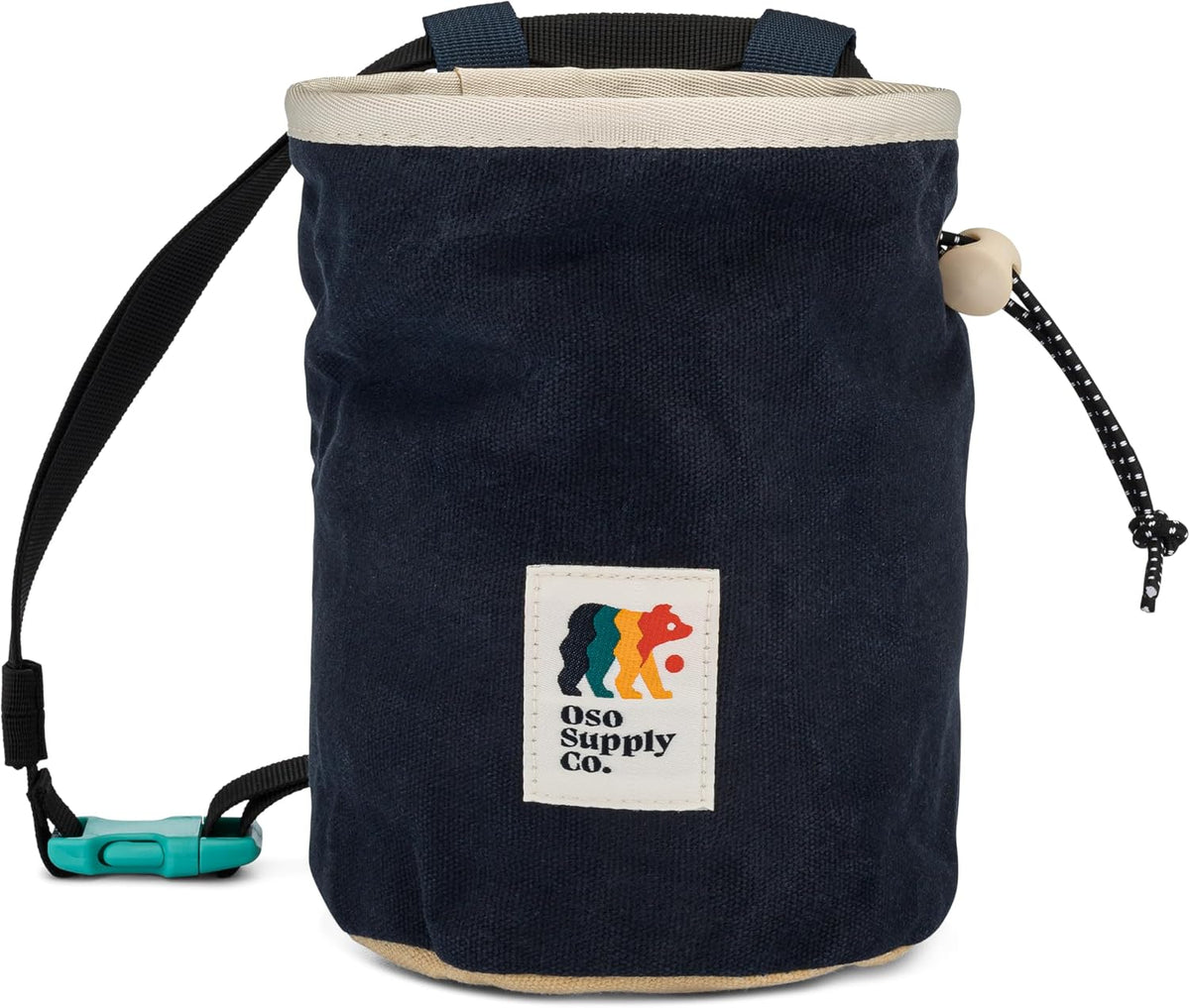 Oso Supply Co - Waxed Canvas Chalk Bag - Zipper Pocket & Mesh Pouch for Bouldering, Rock Climbing, Gym, Weightlifting – Water-Resistant, Adjustable Belt, Wide Opening