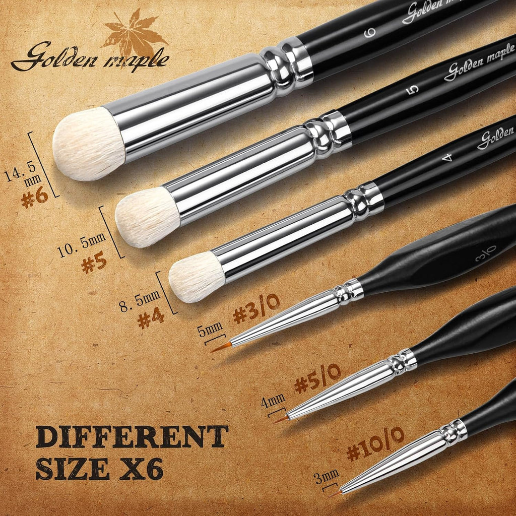 Golden Maple Model Paint Brushes Dry Brush - 18PC Large Dry Brush Set with Miniature Detail Paint Brush Set 3/0 5/0 10/0 for Effortless Miniature Painting, Model