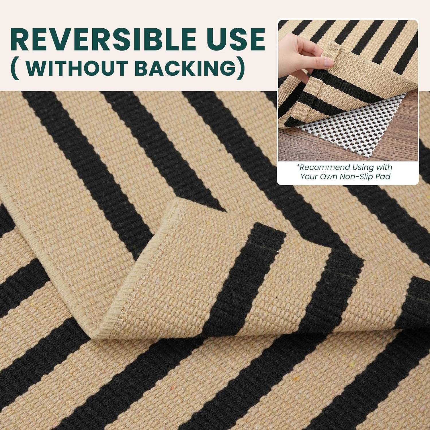 KOZYFLY Brown and Black Area Rug 3x5 Ft Washable
