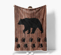 Torich Cabin Bear Throw Blankets, Rustic Lodge Brown Wooden Country Hunting Wild Animal Cozy Warm Bed Couch Blanket, White Fleece Flannel Throws to Decorate The Room and Bedroom Travel