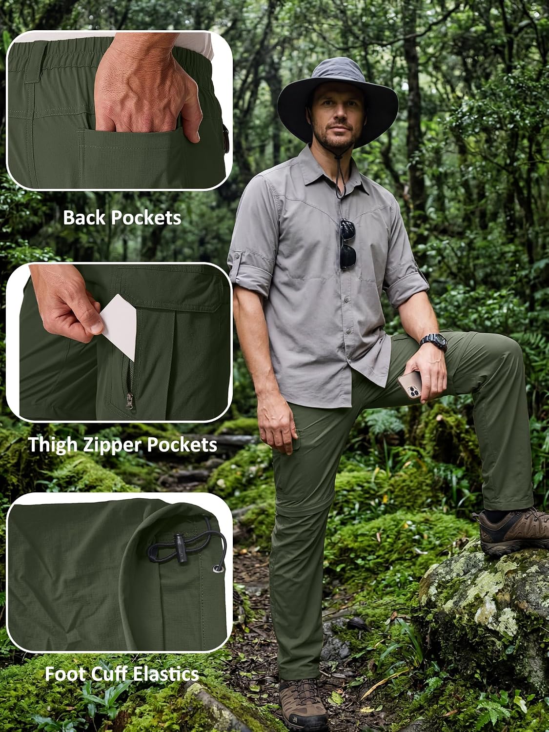 Men’s Safari Lightweight Convertible Hiking Pants