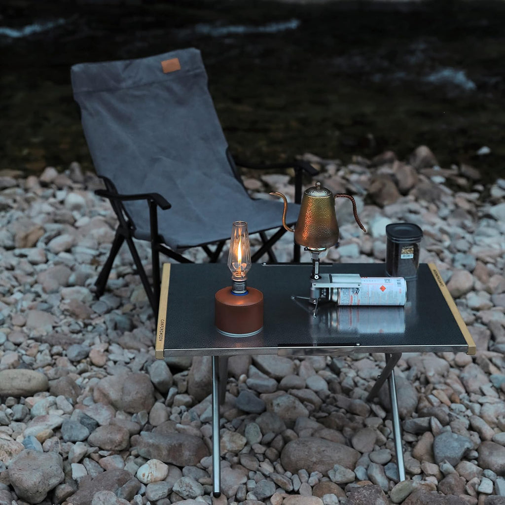 CAMPINGMOON Portable Cotton Canvas Campfire Bonfire Open Fire Camping Chair Low Style Chair Black F-1003C-BK
