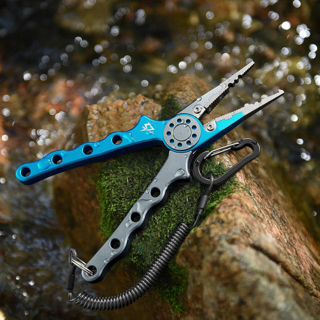 Piscifun Saltwater Fishing Pliers, Aluminum, Split Ring, Braid Cutter