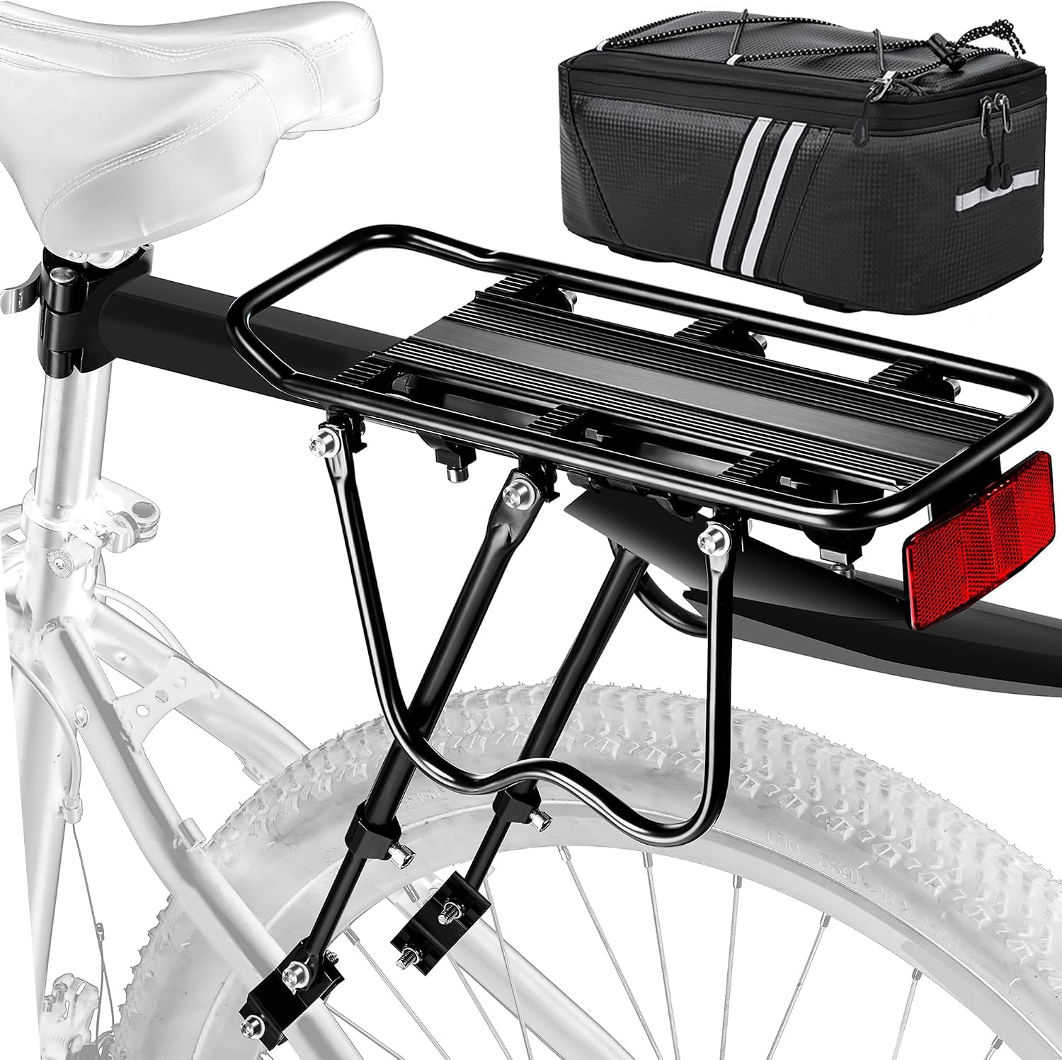 Rear Bike Rack,Bike Cargo Rack w/Fender & Large Size Reflective,Quick Release Mountain Road Bicycle Rear Racks,Universal Bike Luggage Rack,Large Capacity Bike Pannier Rack,YONTUO