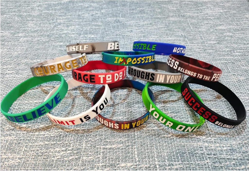 QEERBSIN Motivational Wristbands Inspirational Silicone Bracelets