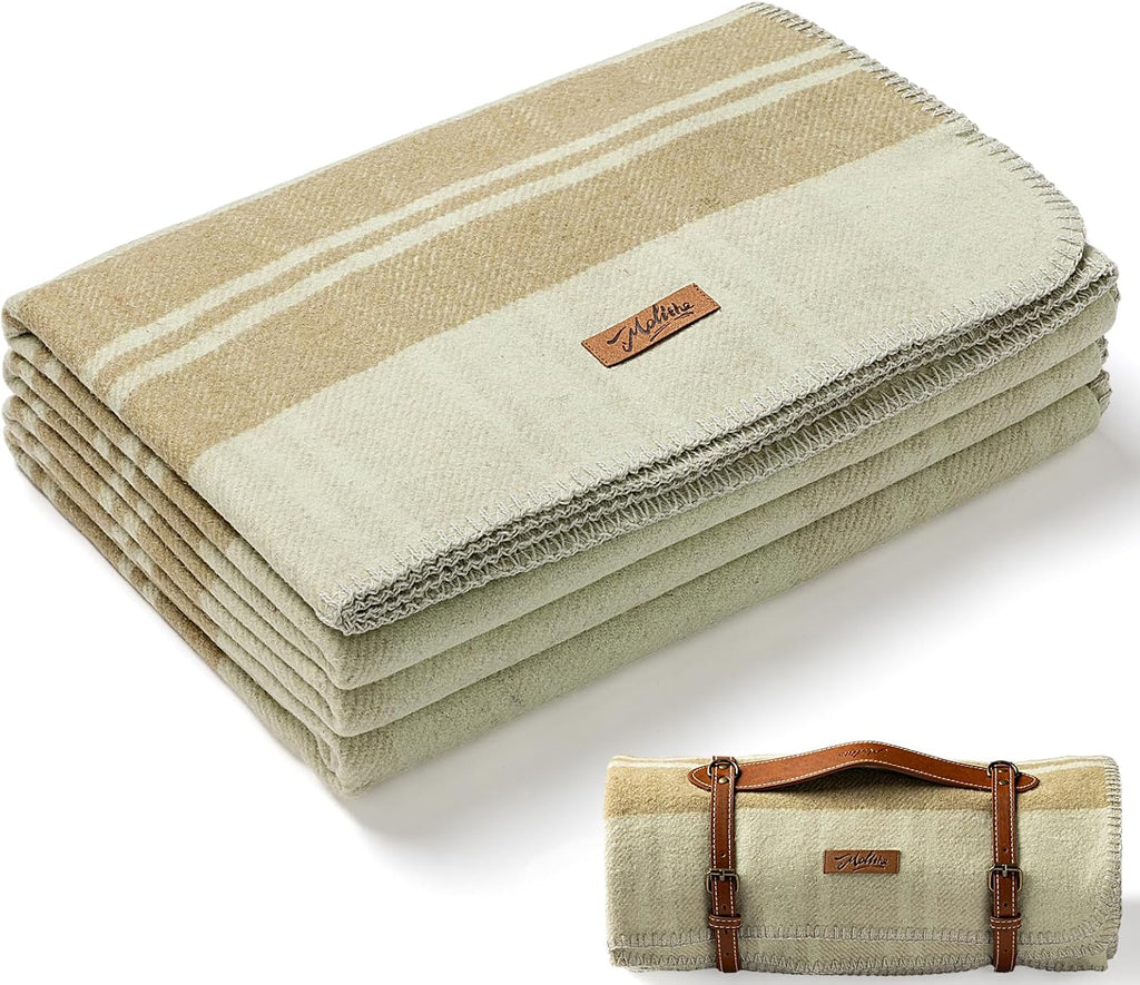 Molithe 100% Wool Blanket, 62" x 86", Warm, Thick, Military, Camping Gear