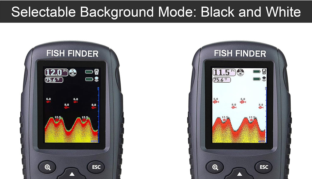 Portable Rechargeable Fish Finder Wireless Sonar Sensor Fishfinder Depth Locator with Fish Size, Bottom Contour, Color LCD Display