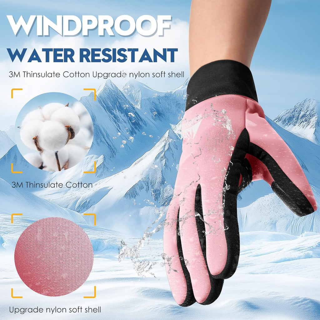 Bruvoalon Winter Gloves for Women & Men, 3M Thermal Insulation, Lycra Fabric, Touchscreen, Anti-Slip