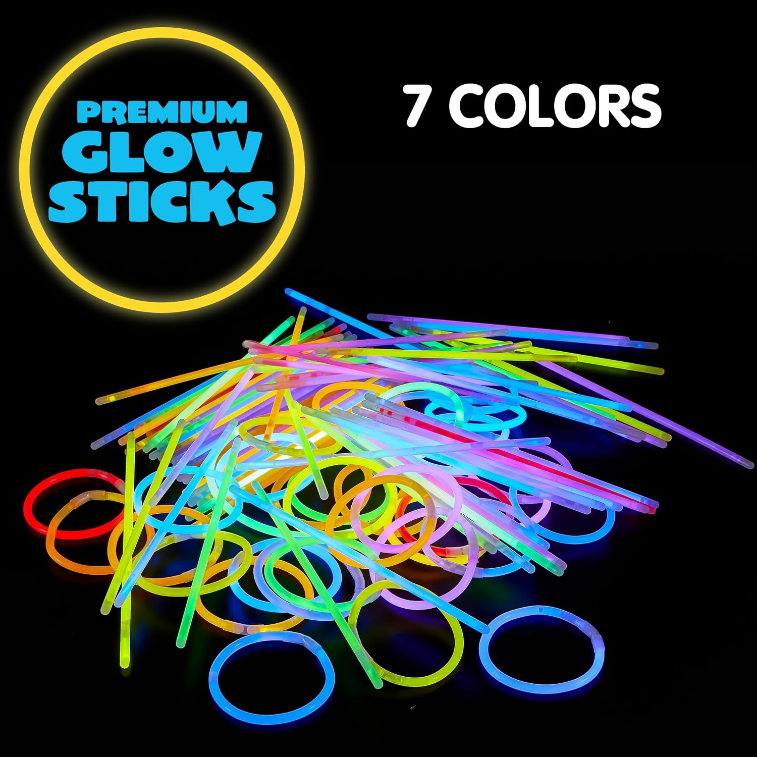 JOYIN 800 Pcs 8" Glow sticks Bulk Party Favors Pack, Neon Glow in the Dark Party Supplies, Light Up Necklaces and Bracelets with Connectors, Easter, Football, Birthday Decorations