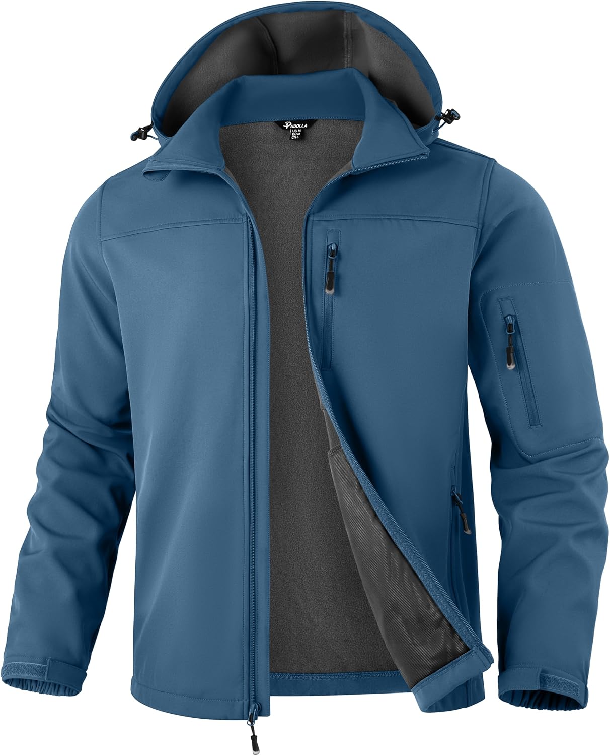 Pudolla Men's Softshell Jacket Hooded Fleece Lined Coats for Outdoor Work