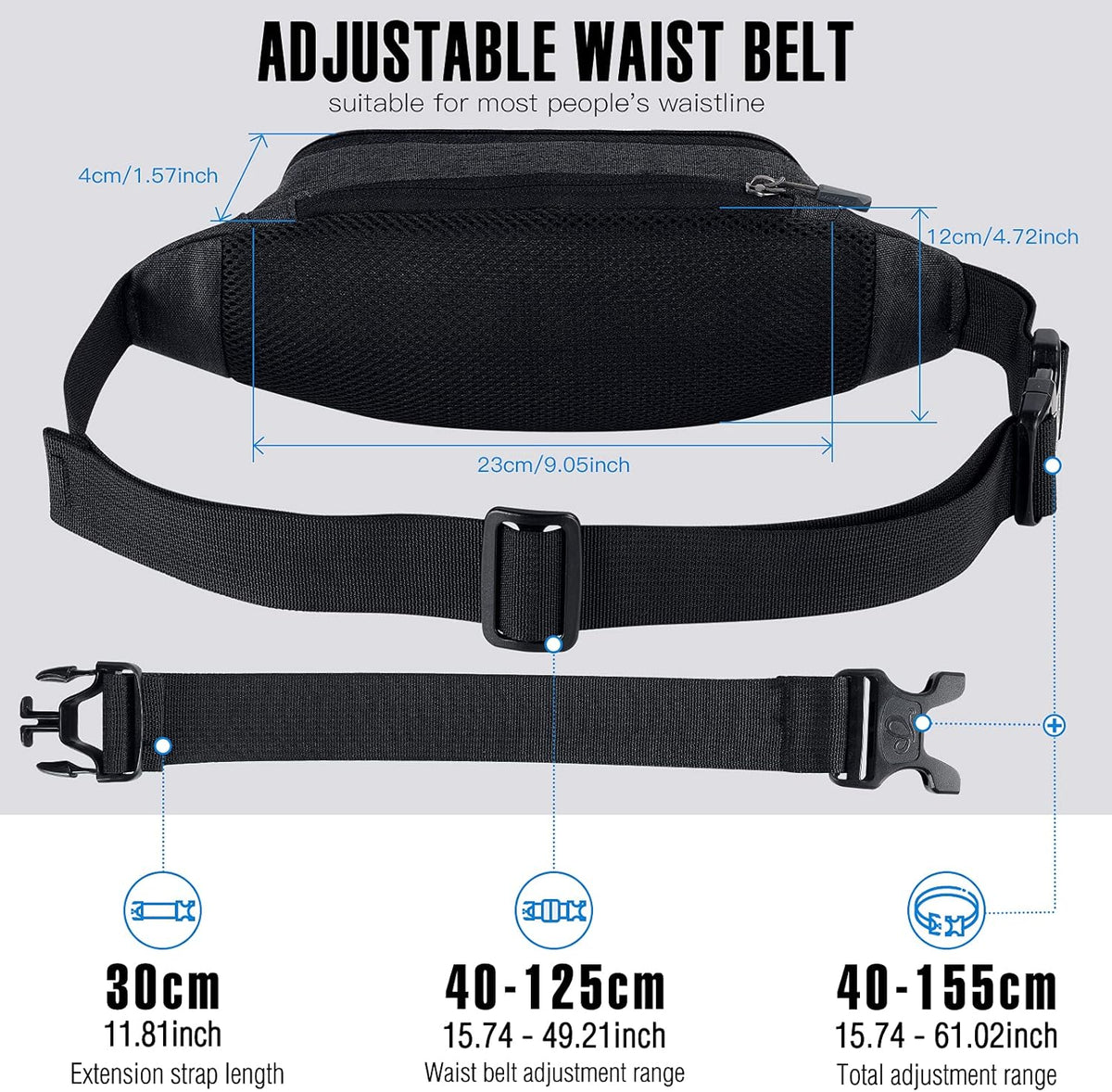WATERFLY Small Fanny Pack Crossbody Lightweight Waist Bag for Woman Man
