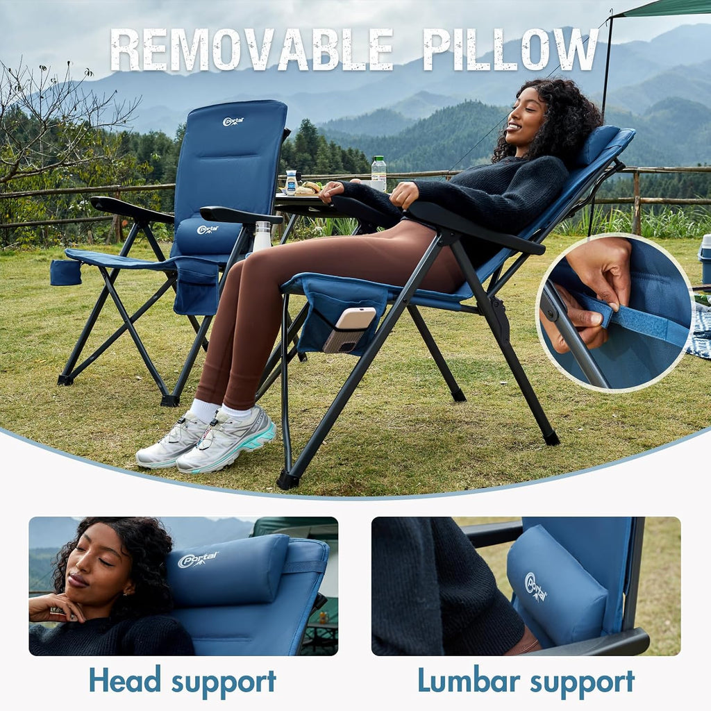 Portal Reclining Camping Chair with Adjustable Back, Blue