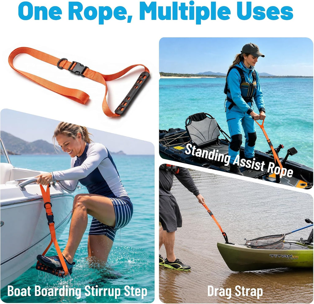 Portable Boat Boarding Stirrup Step with Secure Marine Rope